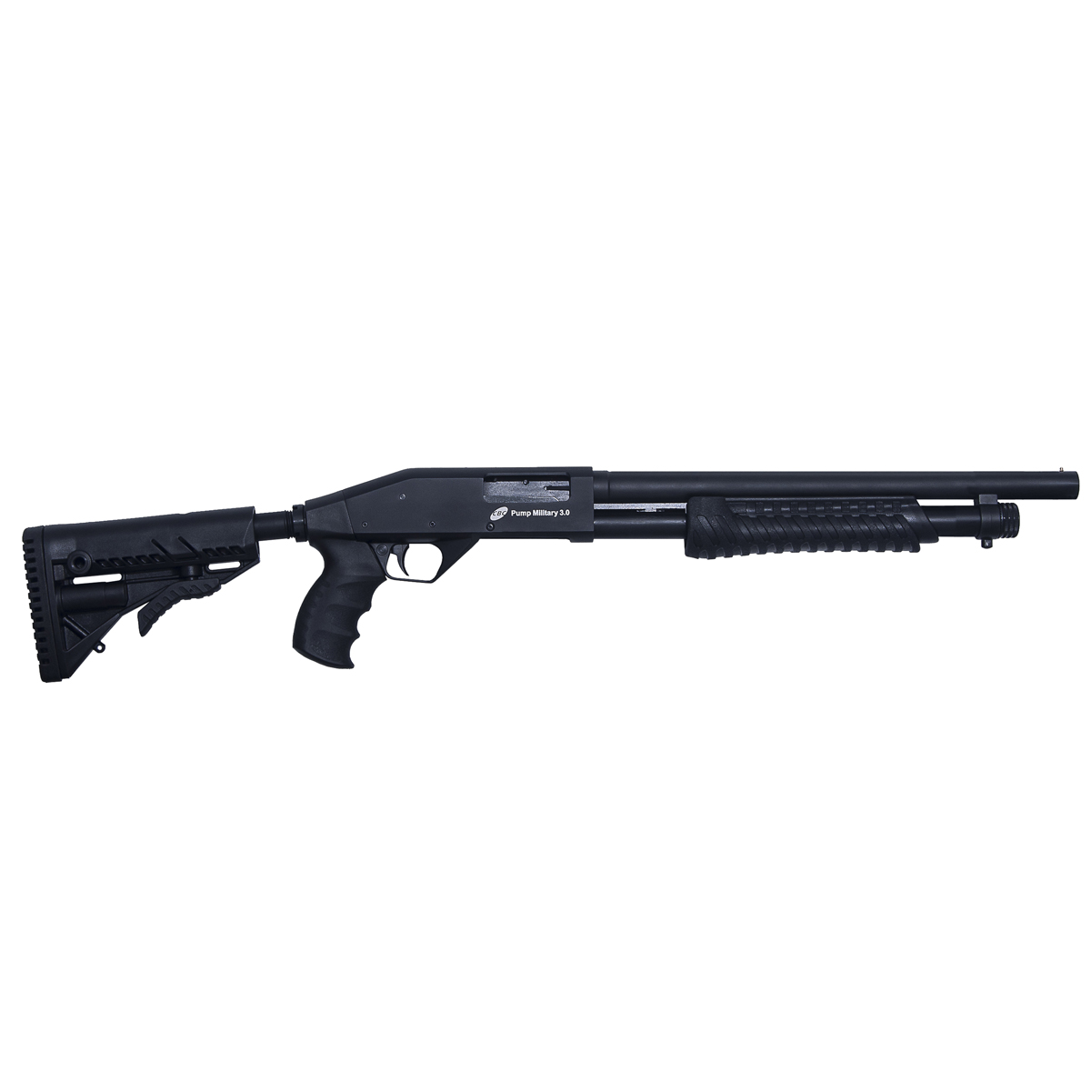 ESPINGARDA CBC PUMP MILITARY 3.0 12GAUGE - 16 POL - CORONHA RETRÁTIL