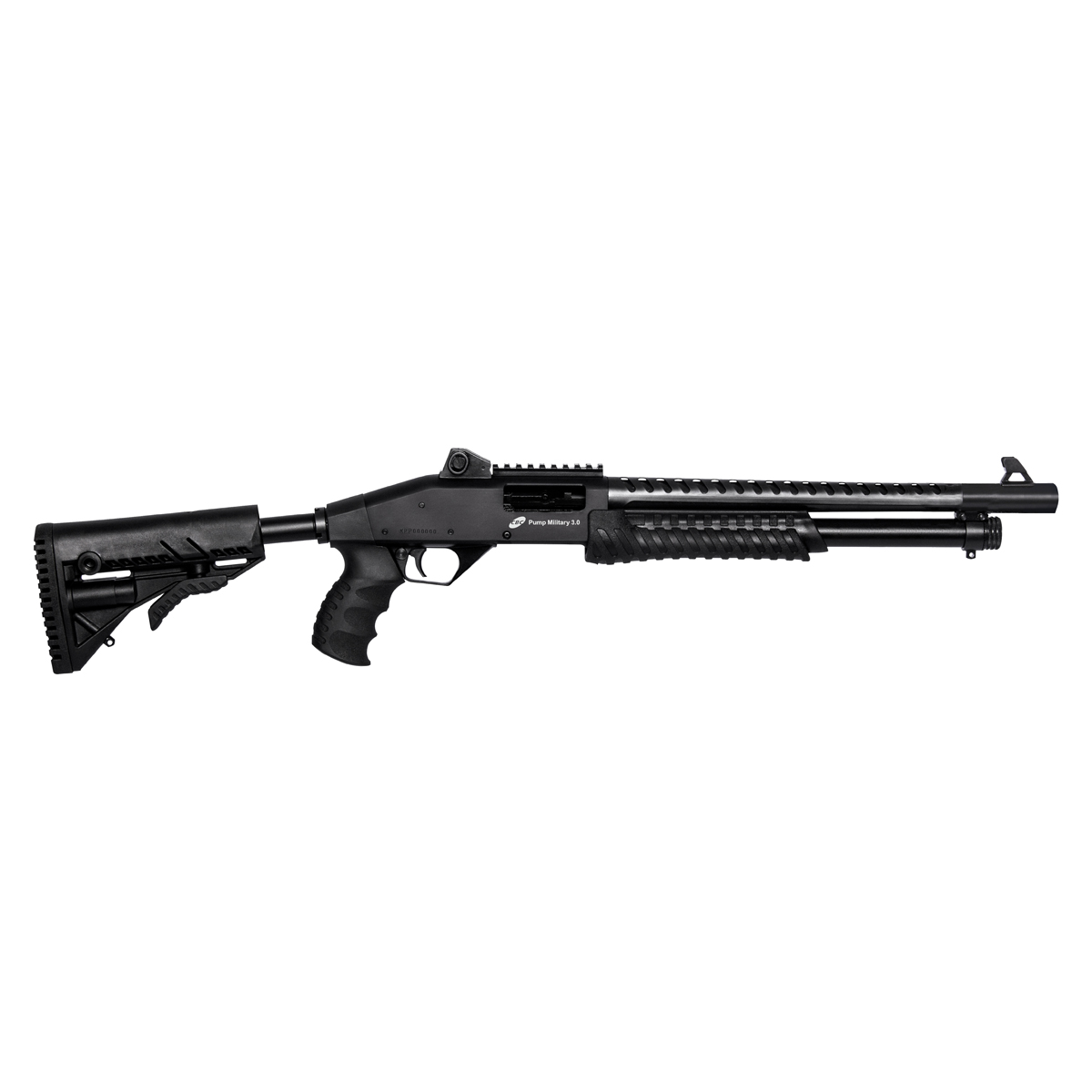 ESPINGARDA CBC PUMP MILITARY 3.0 FULL 12GAUGE - 16 POL - CORONHA RETRÁTIL
