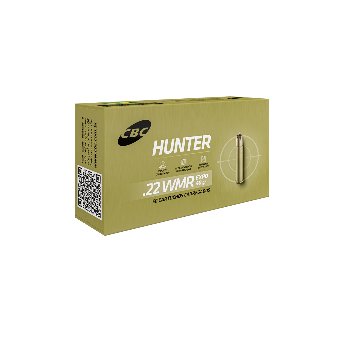 MUNIÇÃO CBC HUNTER CAL .22WMR - EXPO 40GR