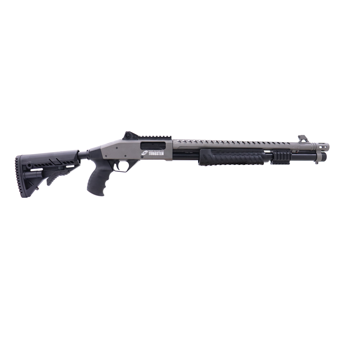 ESPINGARDA CBC PUMP MILITARY 3.0 FULL 12GAUGE TUNGSTEN- 19 POL - CORONHA RETRÁTIL