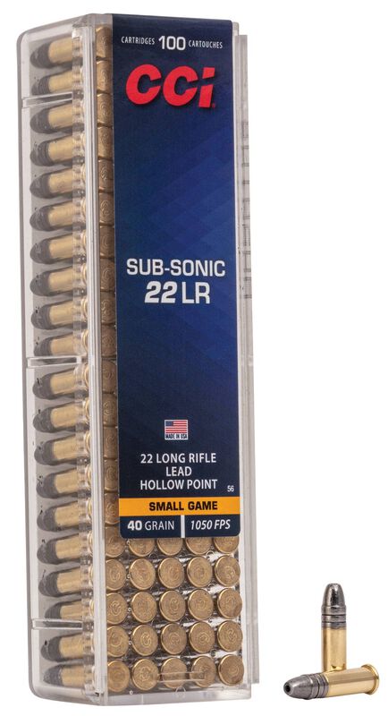 MUNIÇÃO CCI CAL .22 LR SUB-SONIC 40GR LHP -  CAIXA 100unid