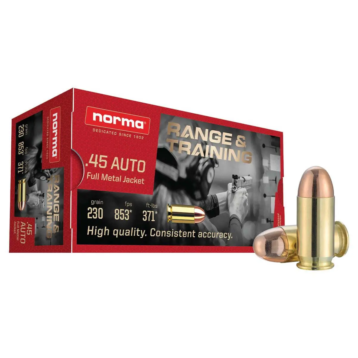 MUNIÇÃO NORMA RT CAL .45AUTO - FMJ 230GR
