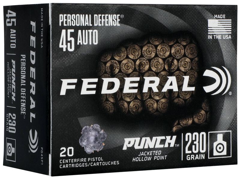 MUNIÇÃO FEDERAL CAL.45 AUTO PERSONAL DEFENSE JHP -  230GR - CAIXA 20unid