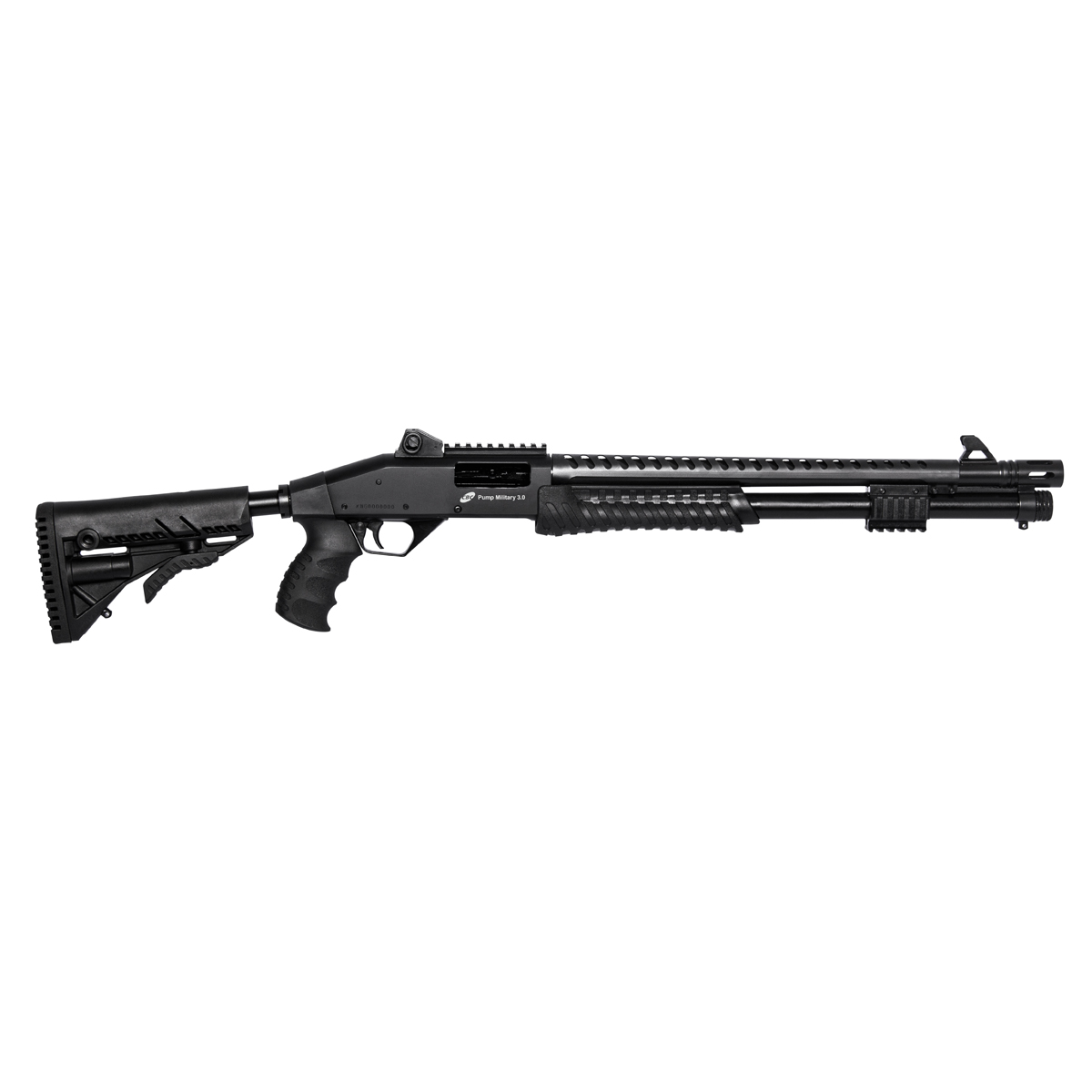 ESPINGARDA CBC PUMP MILITARY 3.0 FULL 12GAUGE - 19 POL - CORONHA RETRÁTIL