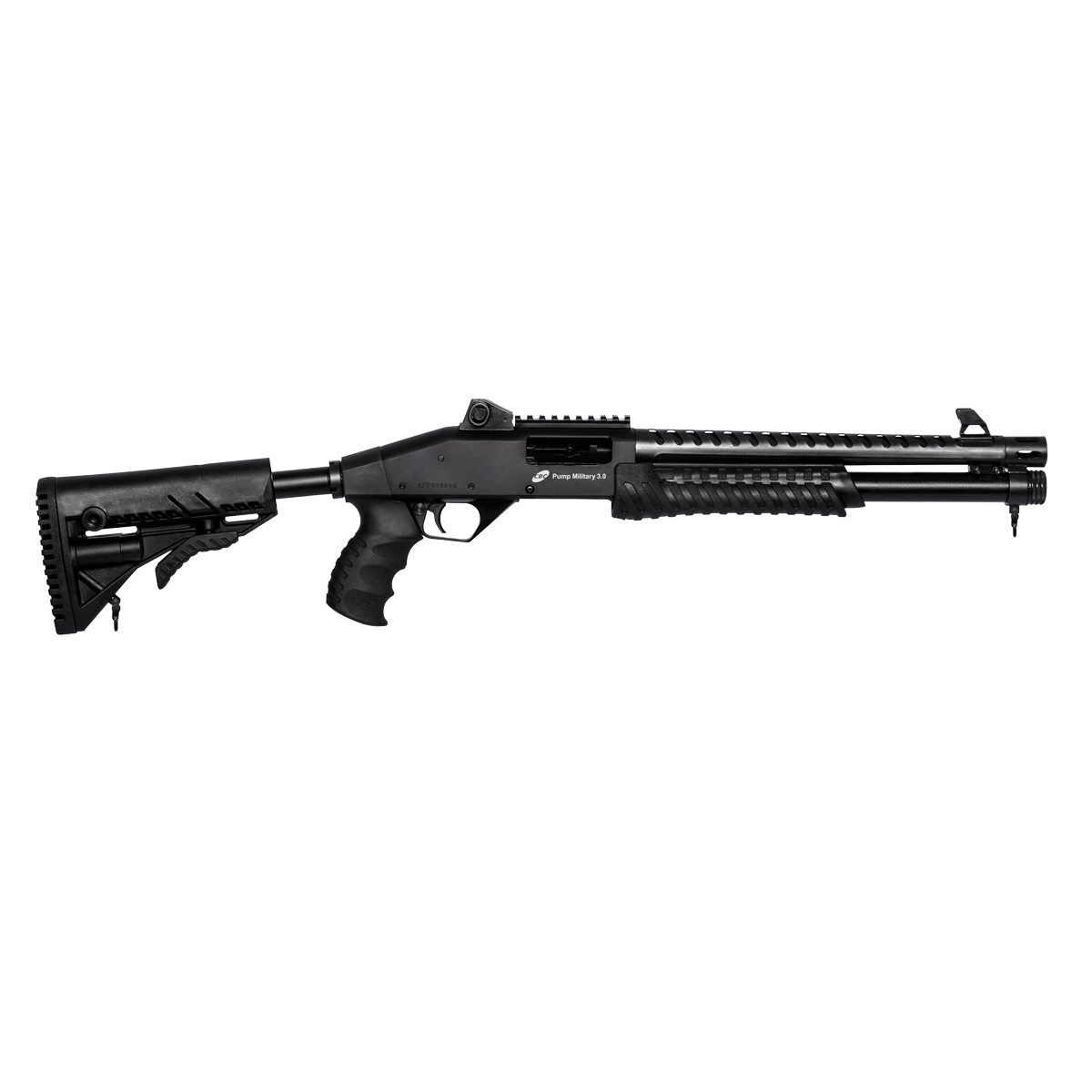 ESPINGARDA CBC PUMP MILITARY 3.0 FULL 12GAUGE - 14 POL - CORONHA RETRÁTIL