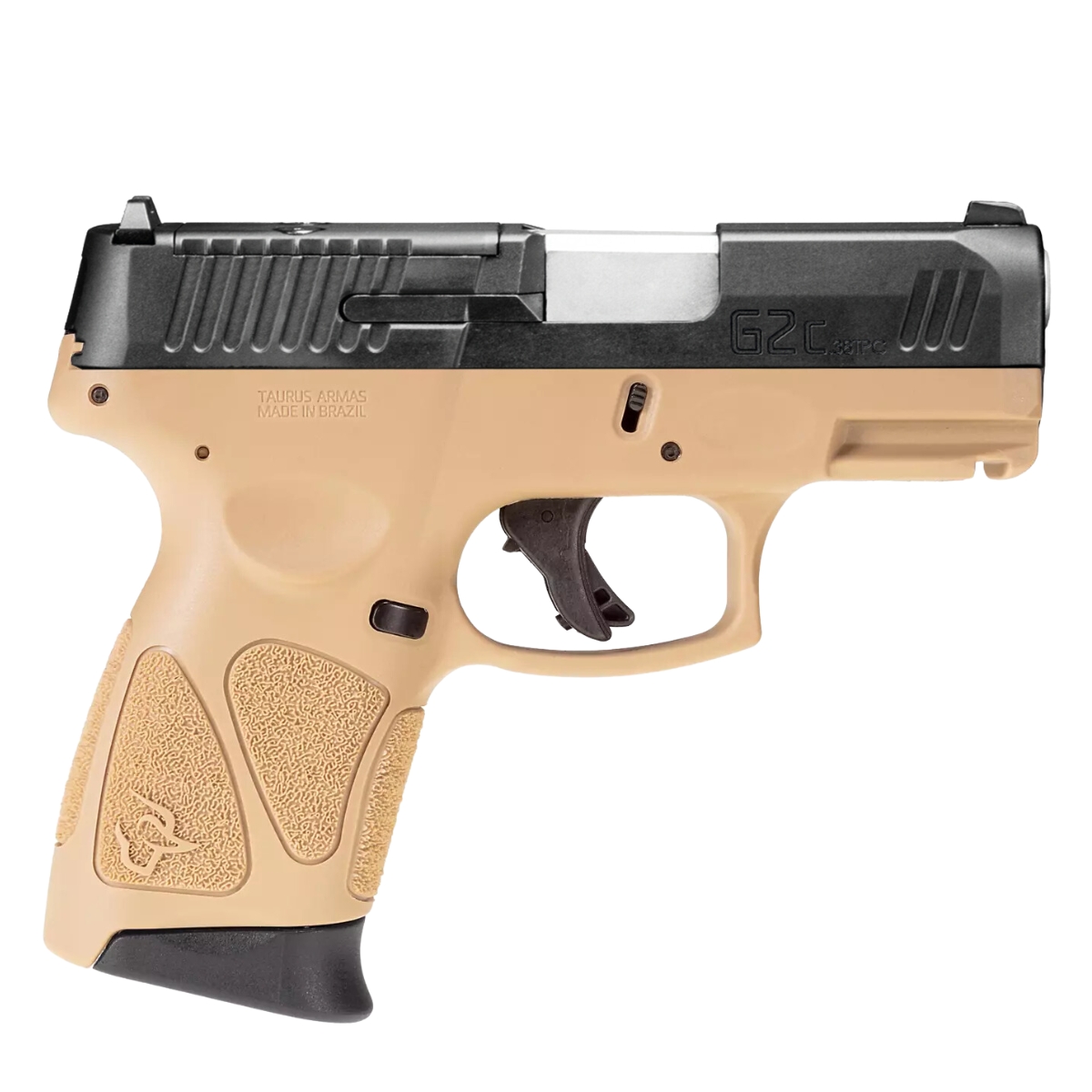 PISTOLA TAURUS G2C TORO, CAL. .38TPC, 2X12, 83MM (3,26 POL), CARBONO FOSCO TAN