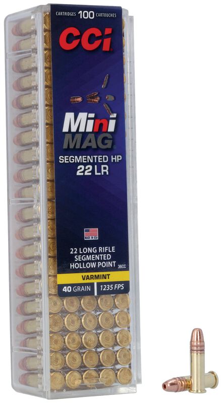 MUNIÇÃO CCI MINI MAG CAL .22LR - SEGMENTED HP 40GR