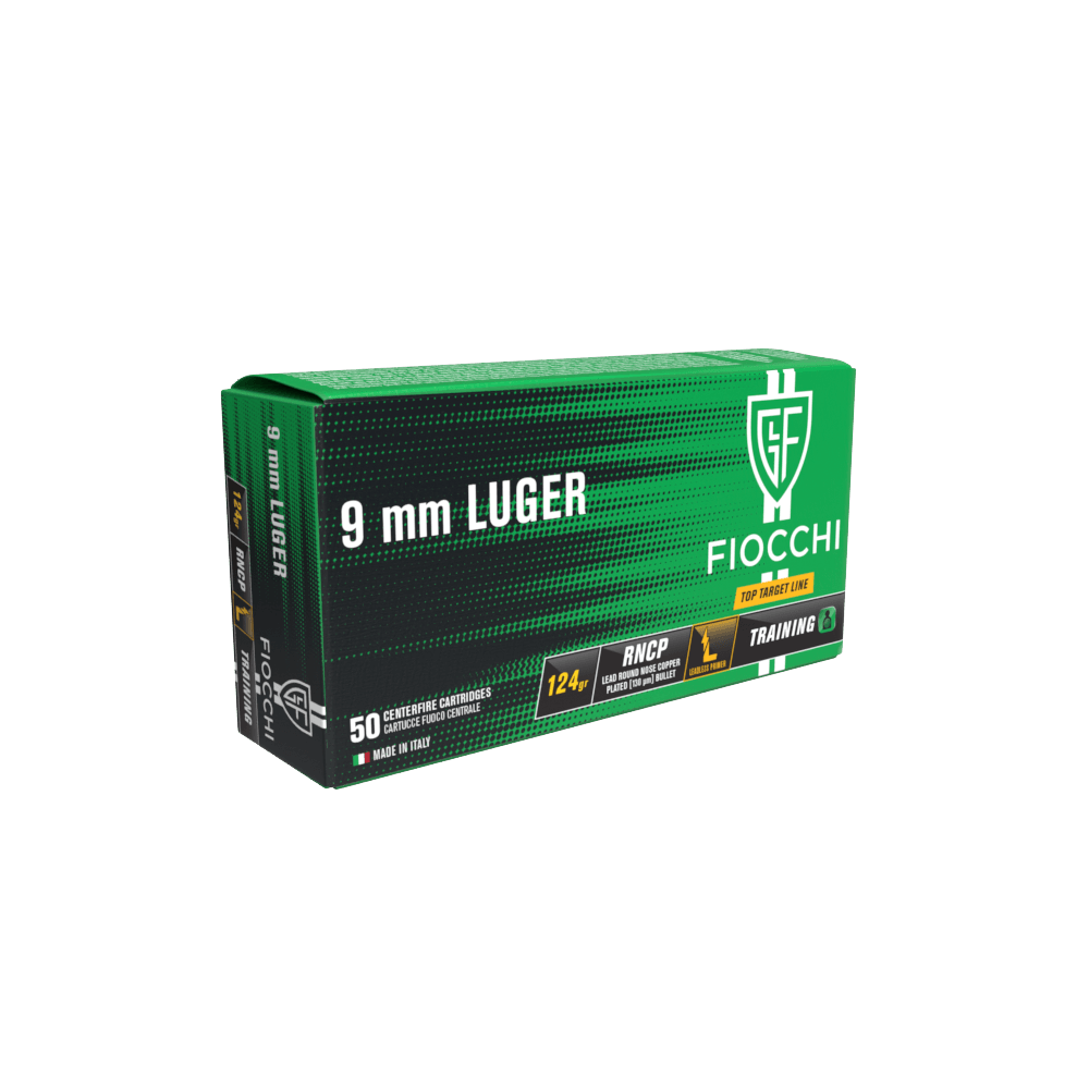 MUNIÇÃO FIOCCHI CAL 9MM LUGER LL RNCP - 124GR - CAIXA 50unid