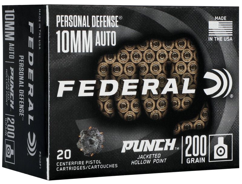 MUNIÇÃO FEDERAL CAL 10MM AUTO - PERSONAL DEFENSE PUNCH -  200GR - CAIXA 20unid
